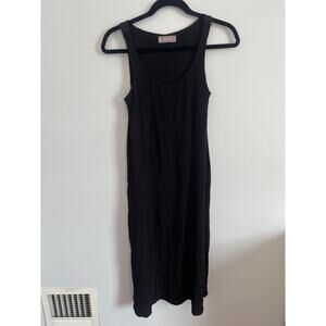 Everlane Midi Dress Women XS‎ Black Crinkle Sleeveless Minimalist